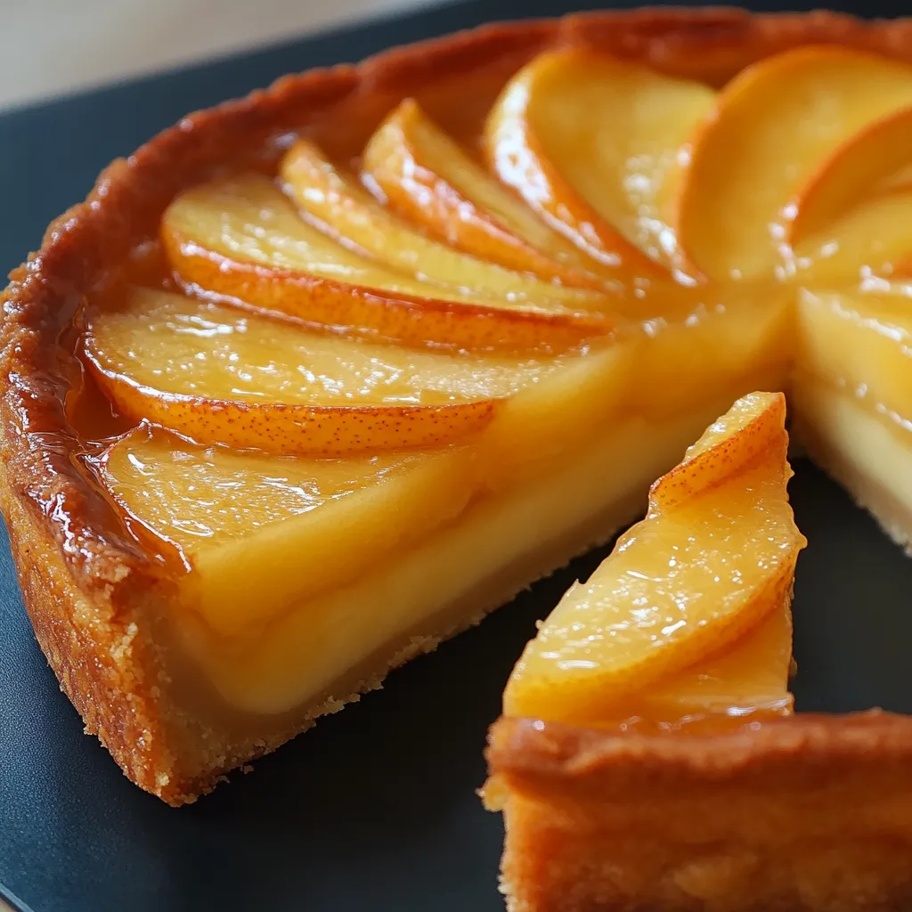 Tarta de manzana casera recién horneada con láminas decorativas en la parte superior