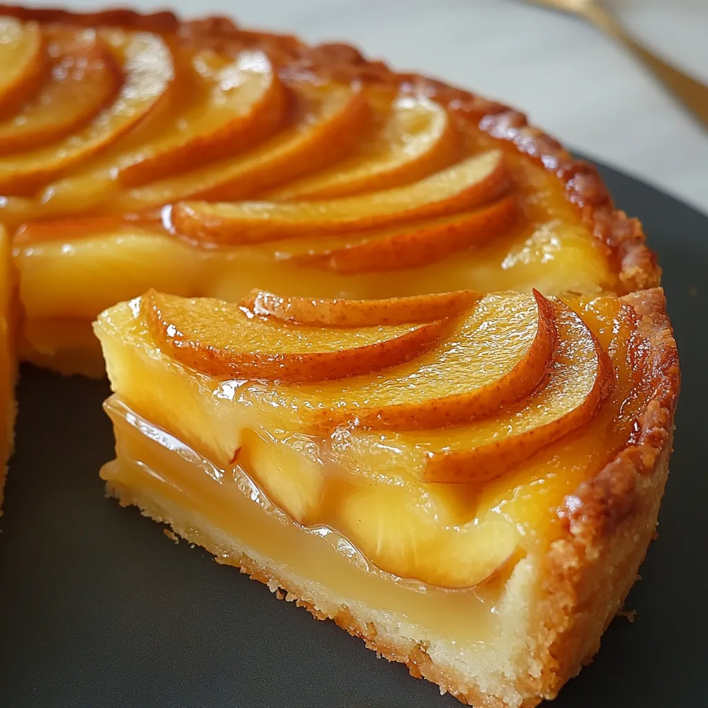 Tarta de manzana casera recién horneada con láminas decorativas en la parte superior