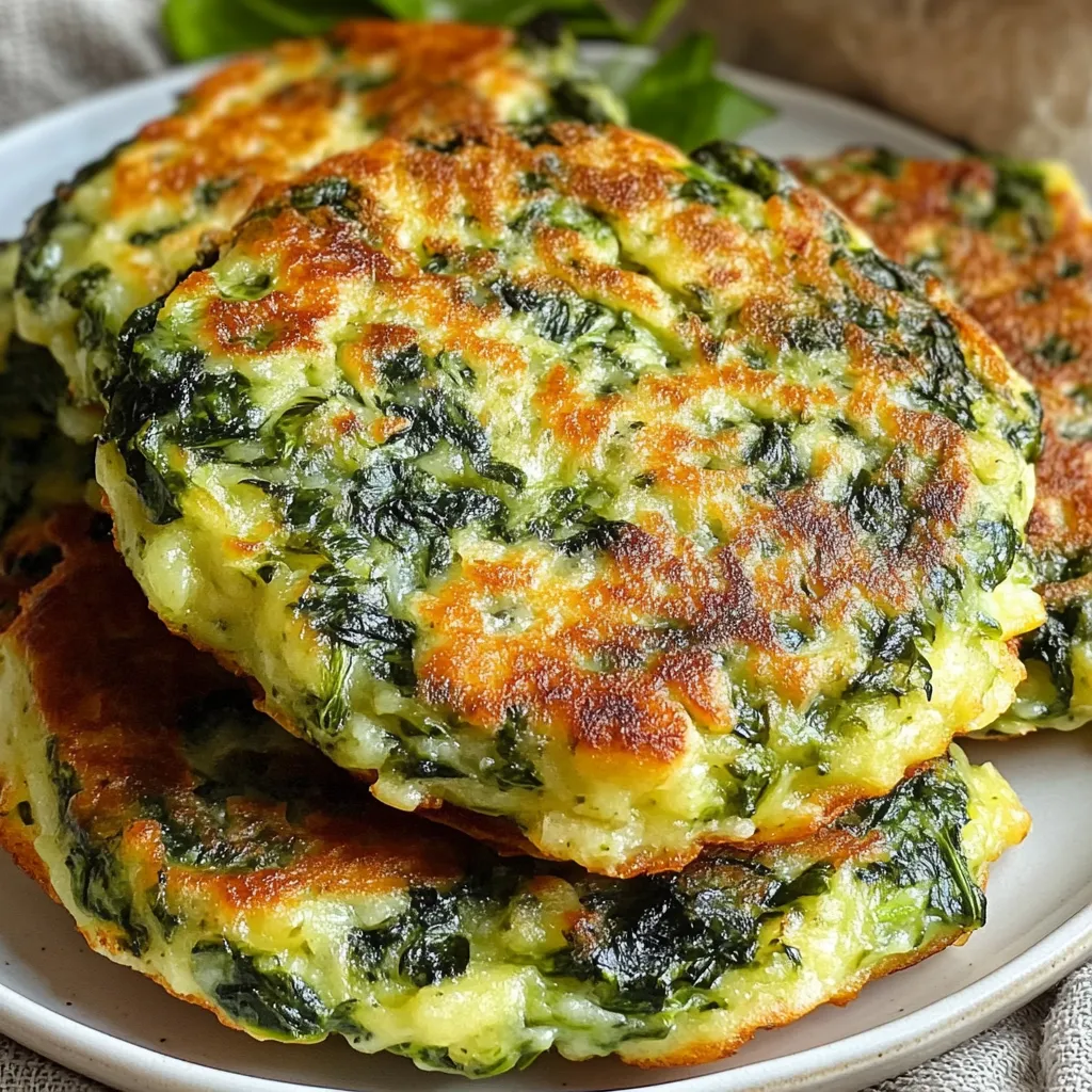 Torrejas de espinaca doradas al horno servidas con ensalada fresca