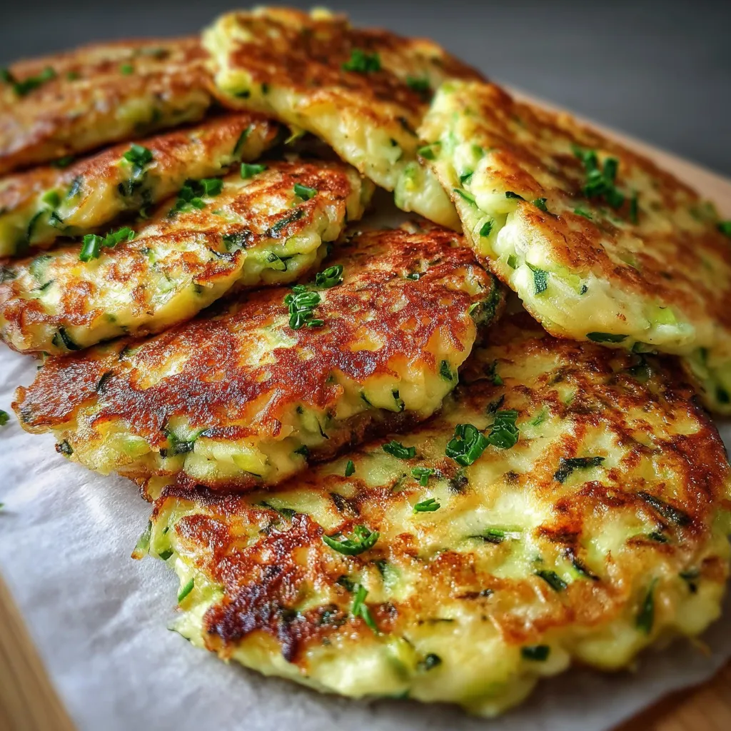 Tortillitas de calabacín doradas servidas en un plato blanco, recién salidas del horno.