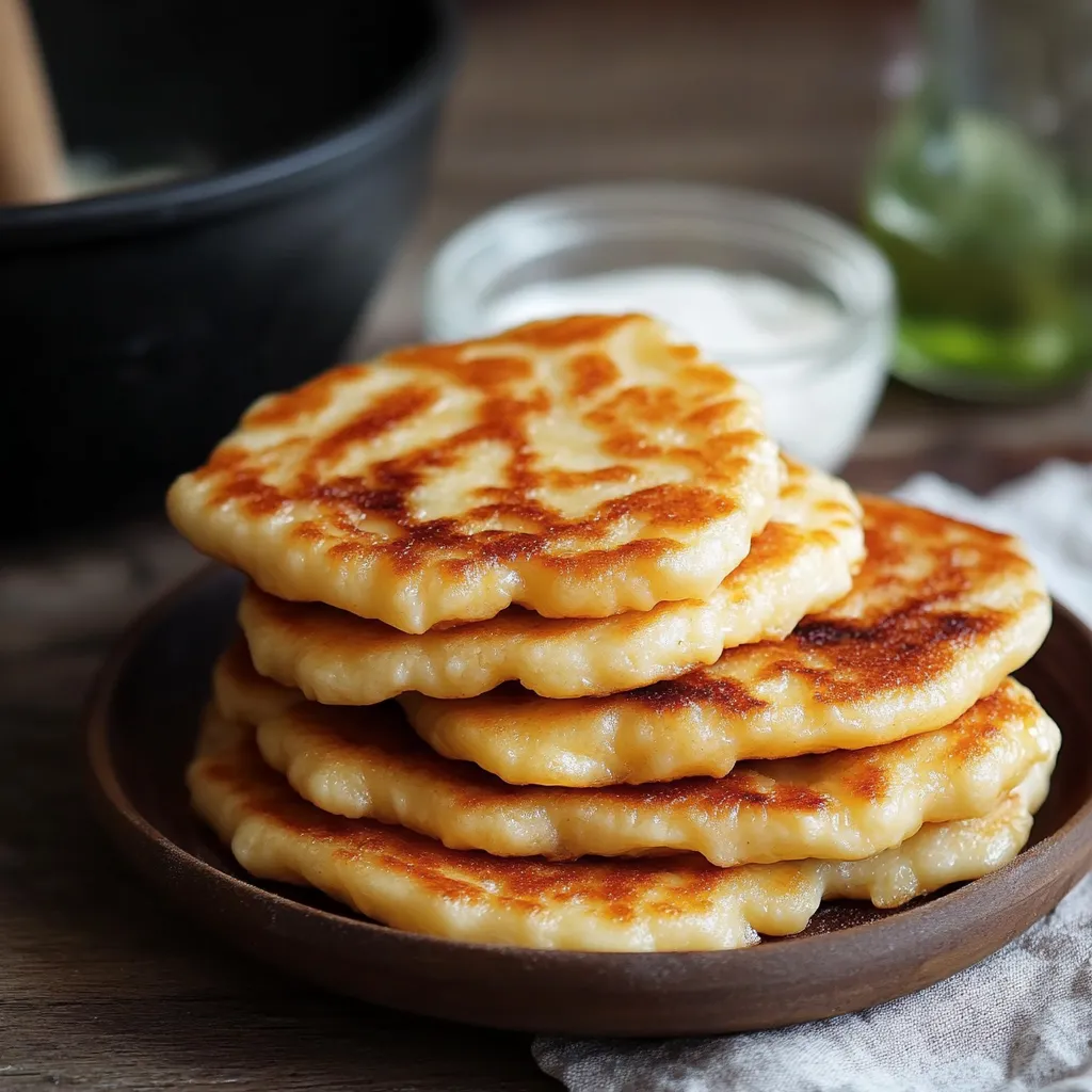Tortitas de queso doradas y servidas con miel sobre plato blanco