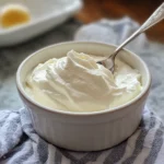 Recipiente de vidrio con yogur griego casero espeso y cremoso, listo para servir.