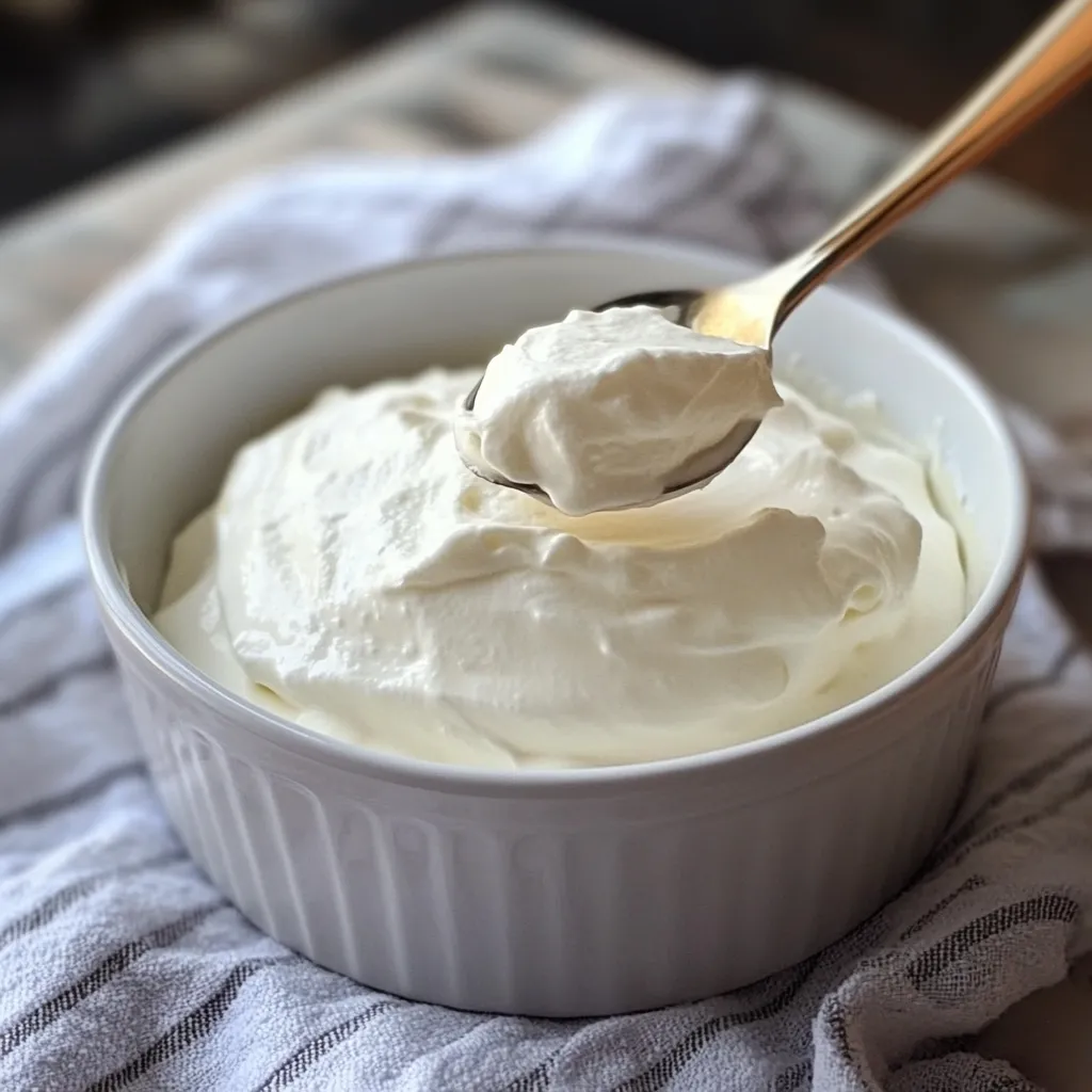 Recipiente de vidrio con yogur griego casero espeso y cremoso, listo para servir.