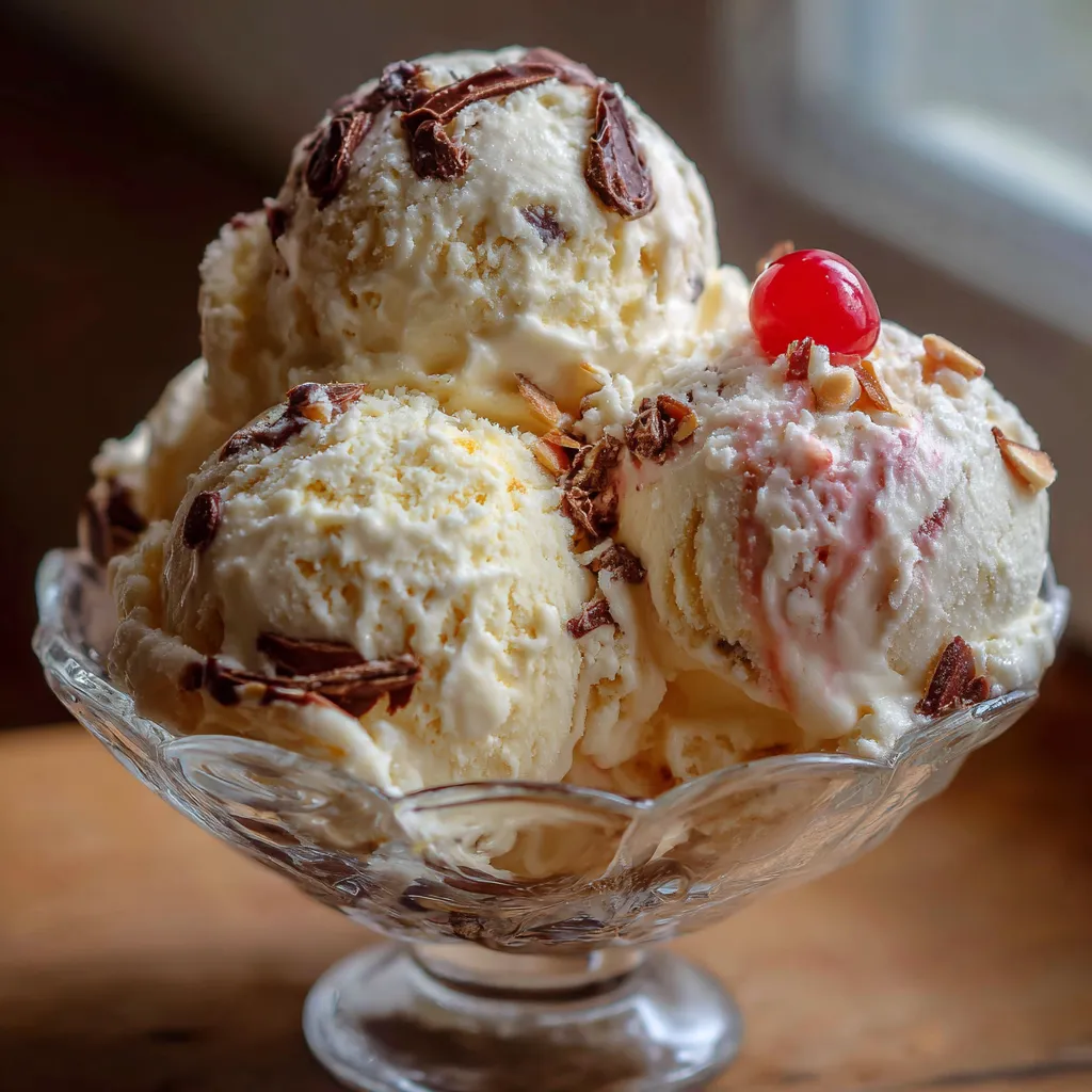Helado de vainilla casero cremoso servido en un bol