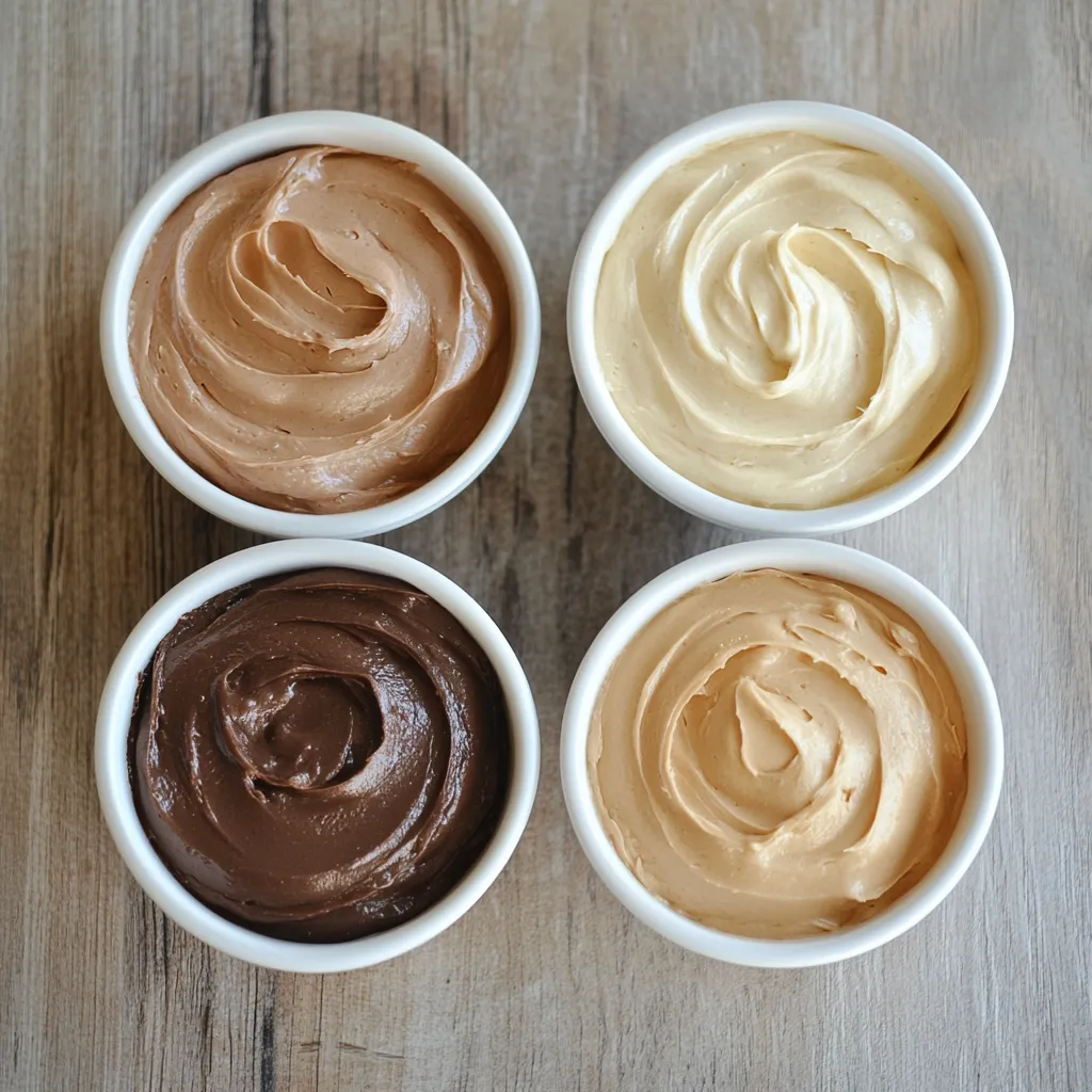 Rellenos caseros para tortas: crema de café, ganache de chocolate, dulce de leche y crema pastelera sobre bizcochos.