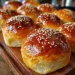 Brioches Dulces caseros recién horneados en una bandeja de cocina
