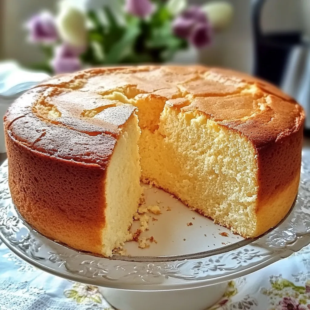 Rebanada de bizcocho esponjoso casero sobre plato blanco