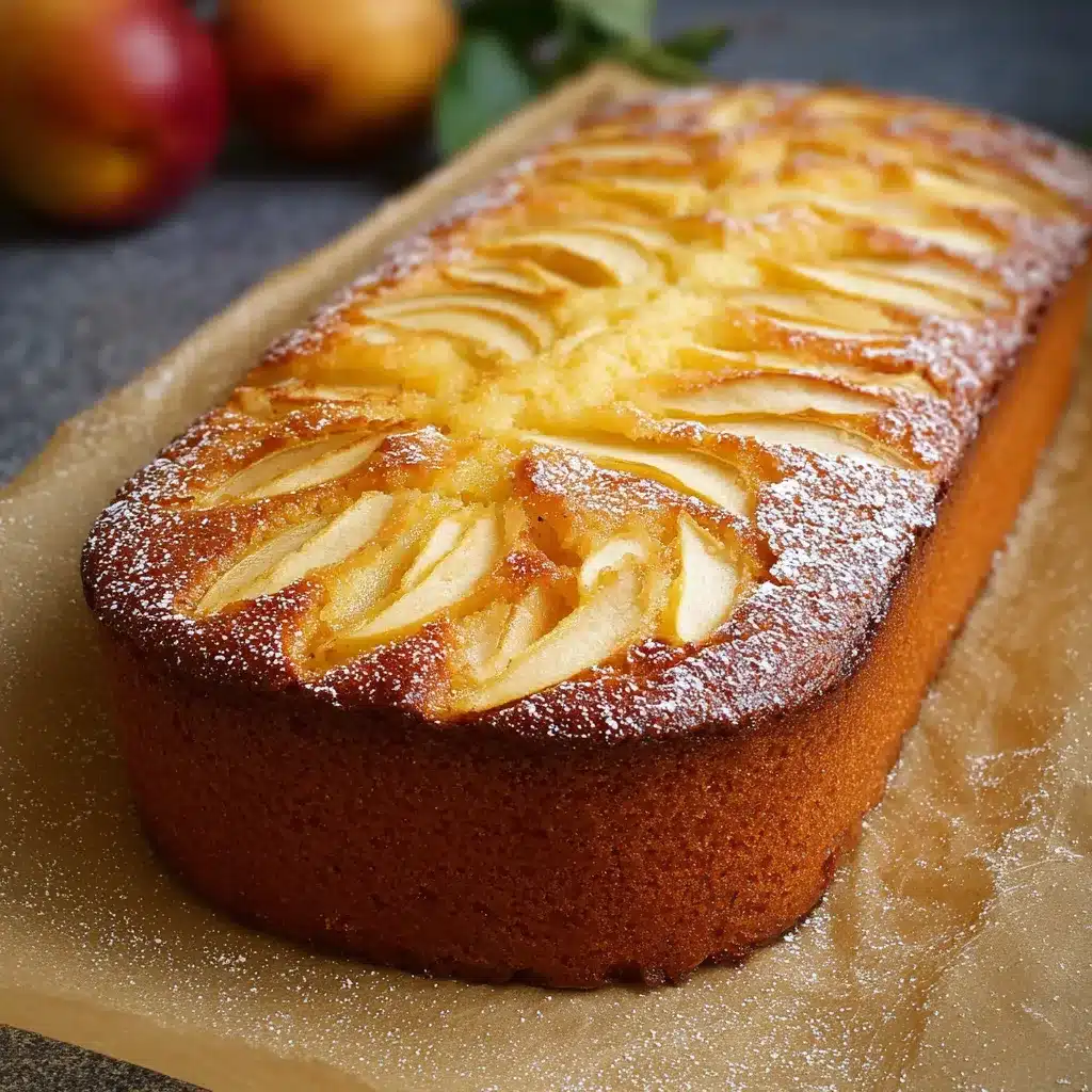 Bizcocho fácil de manzana casero sobre una mesa de madera