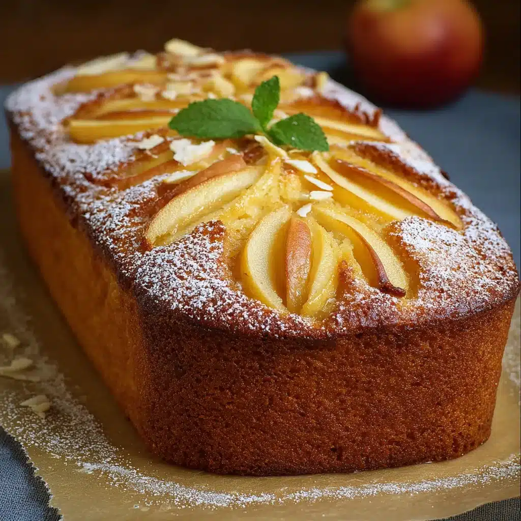 Bizcocho fácil de manzana casero sobre una mesa de madera