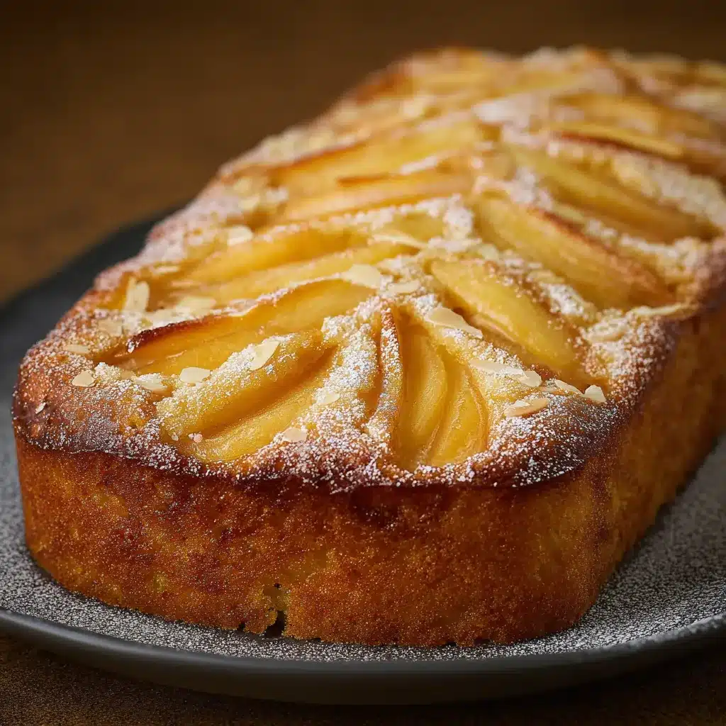 Bizcocho fácil de manzana casero sobre una mesa de madera