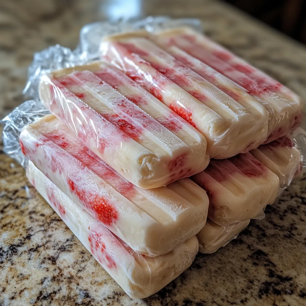 Bolis de fresas con queso crema servidos en bolsitas transparentes, listos para disfrutar
