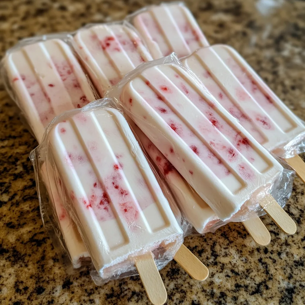 Bolis de fresas con queso crema servidos en bolsitas transparentes, listos para disfrutar