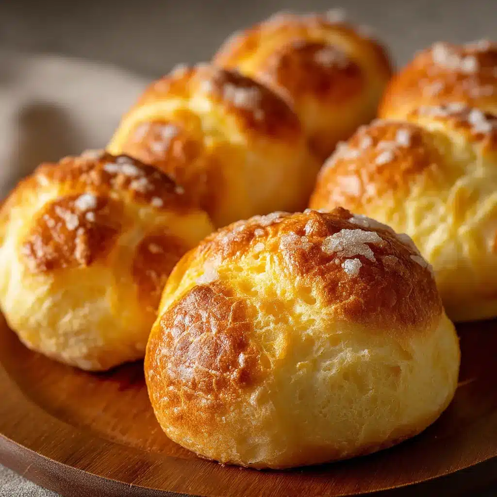 Bollos suizos caseros recién horneados en una bandeja con azúcar en la superficie