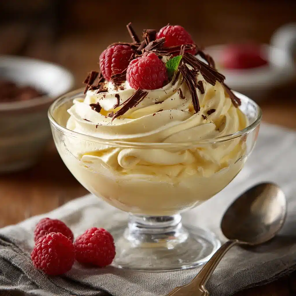 Copas de Crema Belga Casera decoradas con virutas de chocolate y frutas frescas