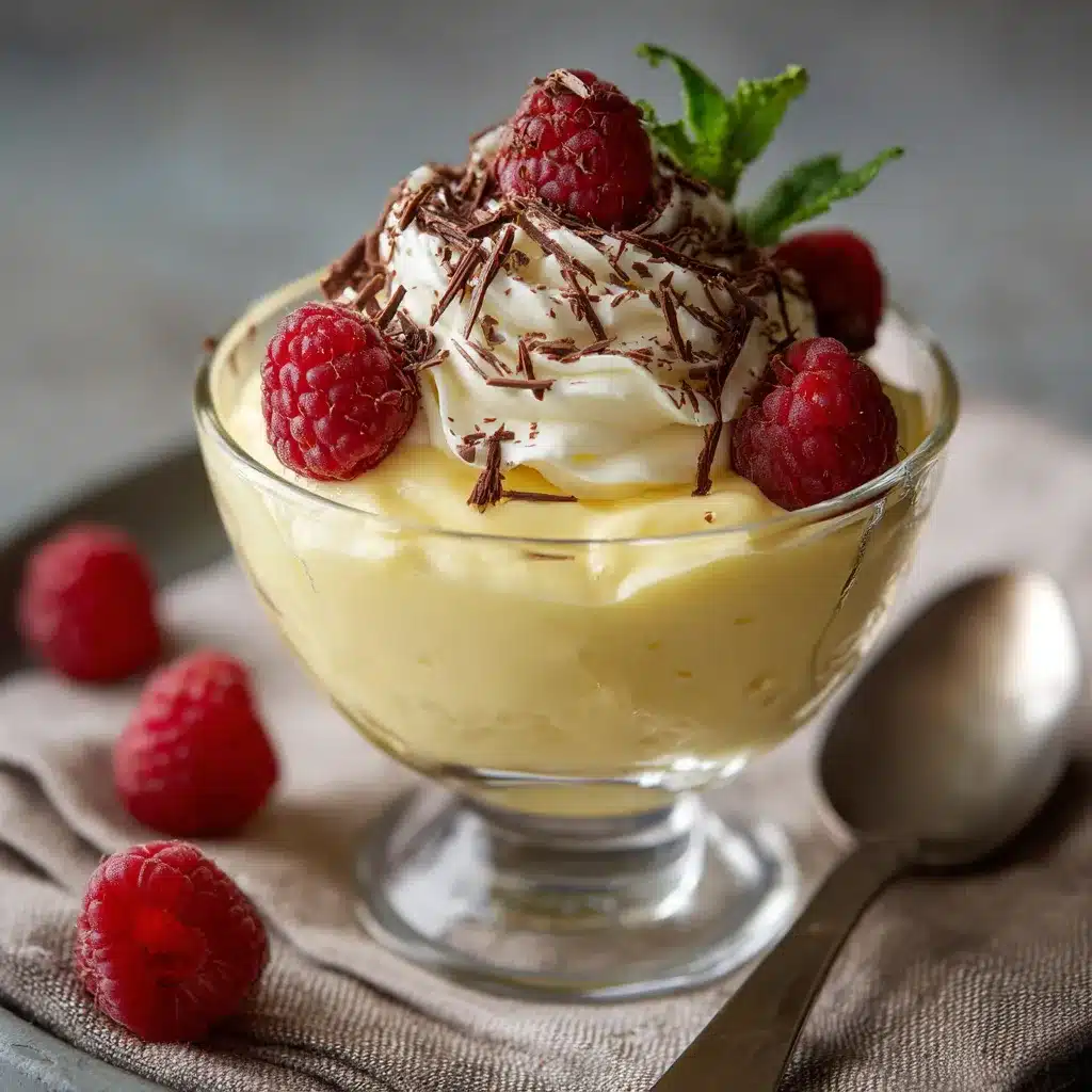 Copas de Crema Belga Casera decoradas con virutas de chocolate y frutas frescas