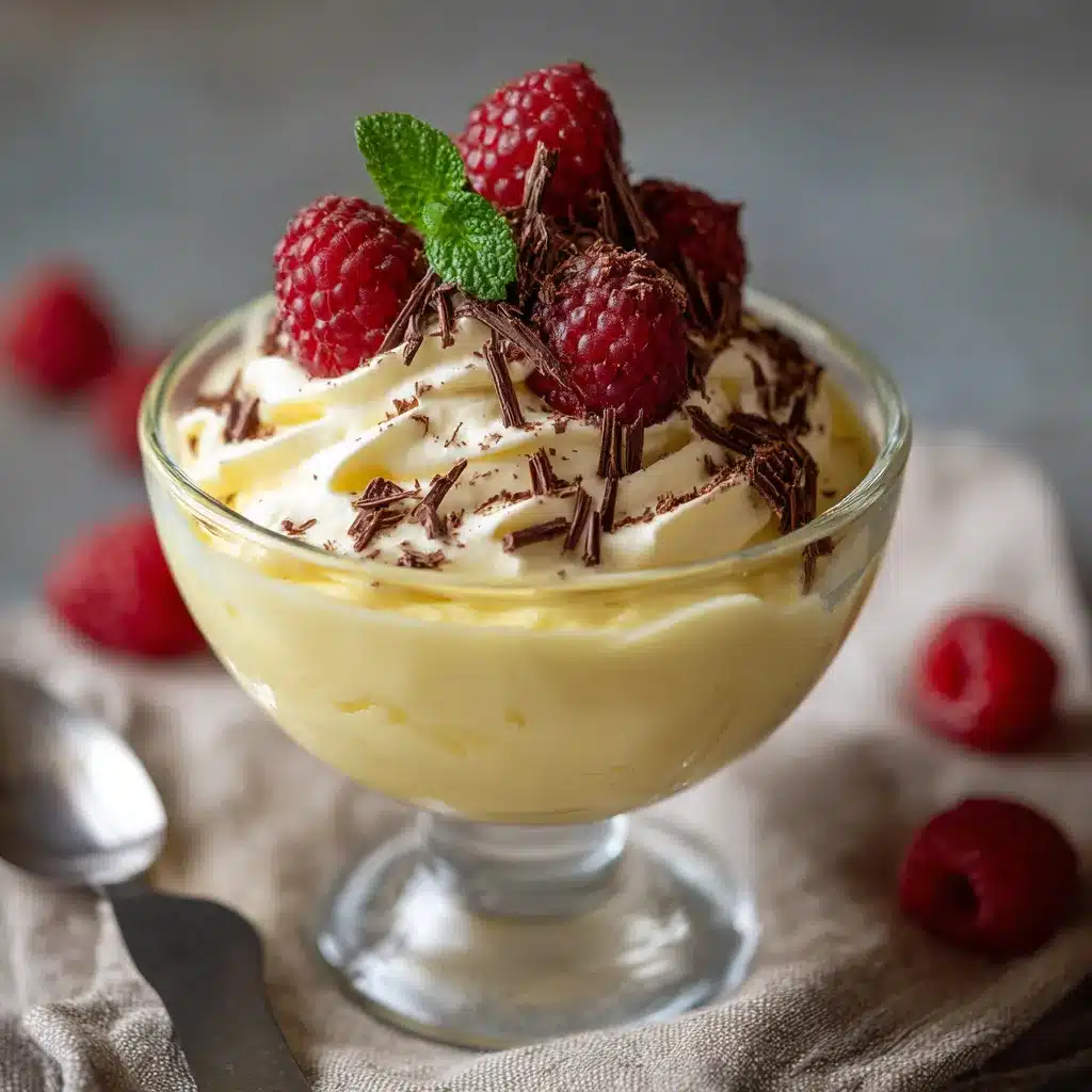 Copas de Crema Belga Casera decoradas con virutas de chocolate y frutas frescas