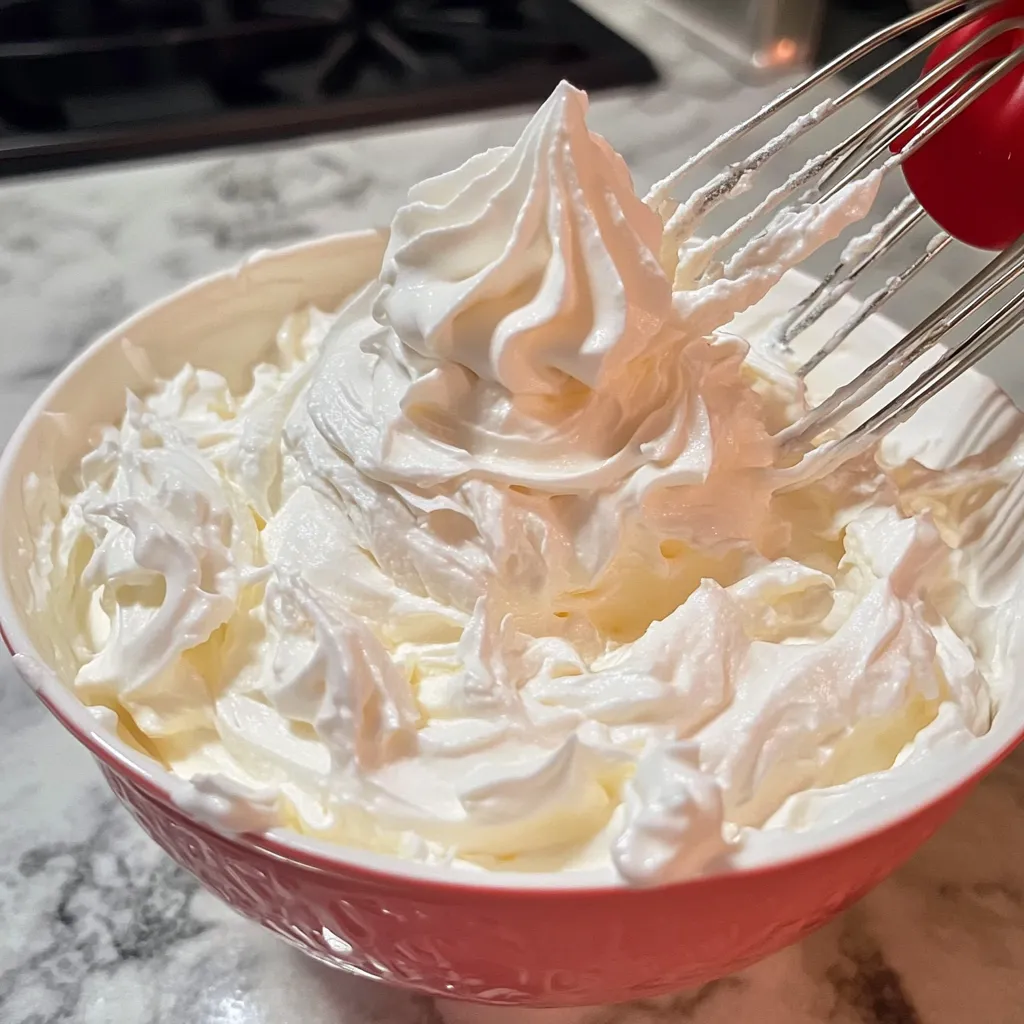 Crema Chantilly casera montada a punto firme en un bol de cristal.