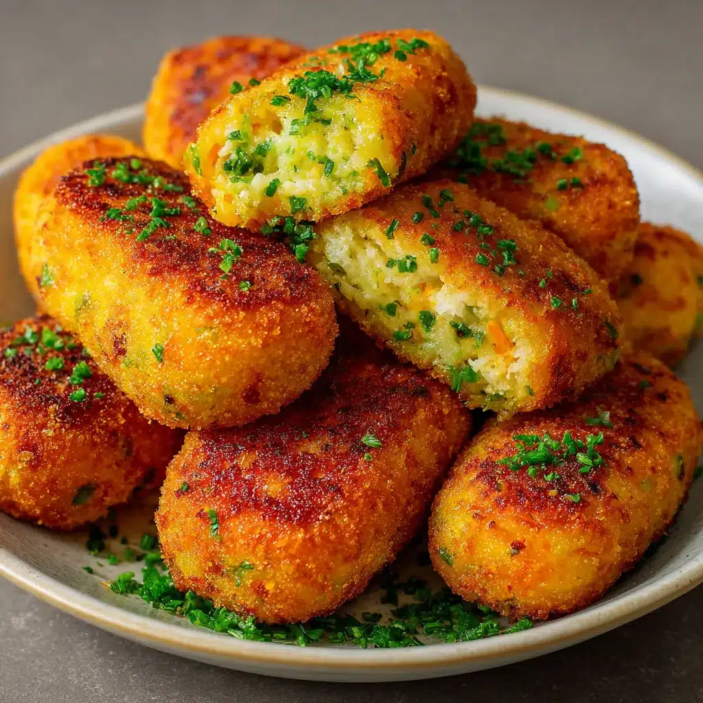 Croquetas saludables sin fritura crujientes y doradas sobre un plato