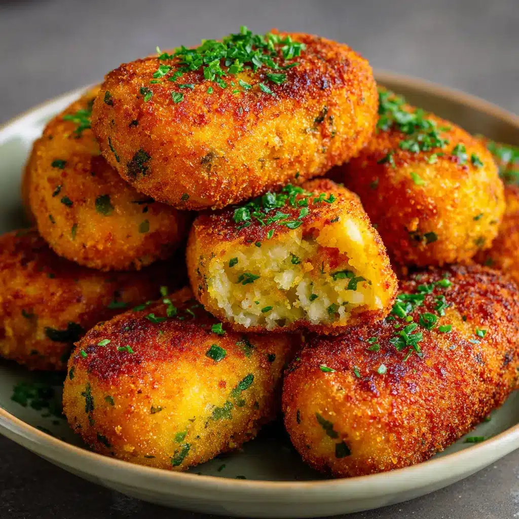 Croquetas saludables sin fritura crujientes y doradas sobre un plato