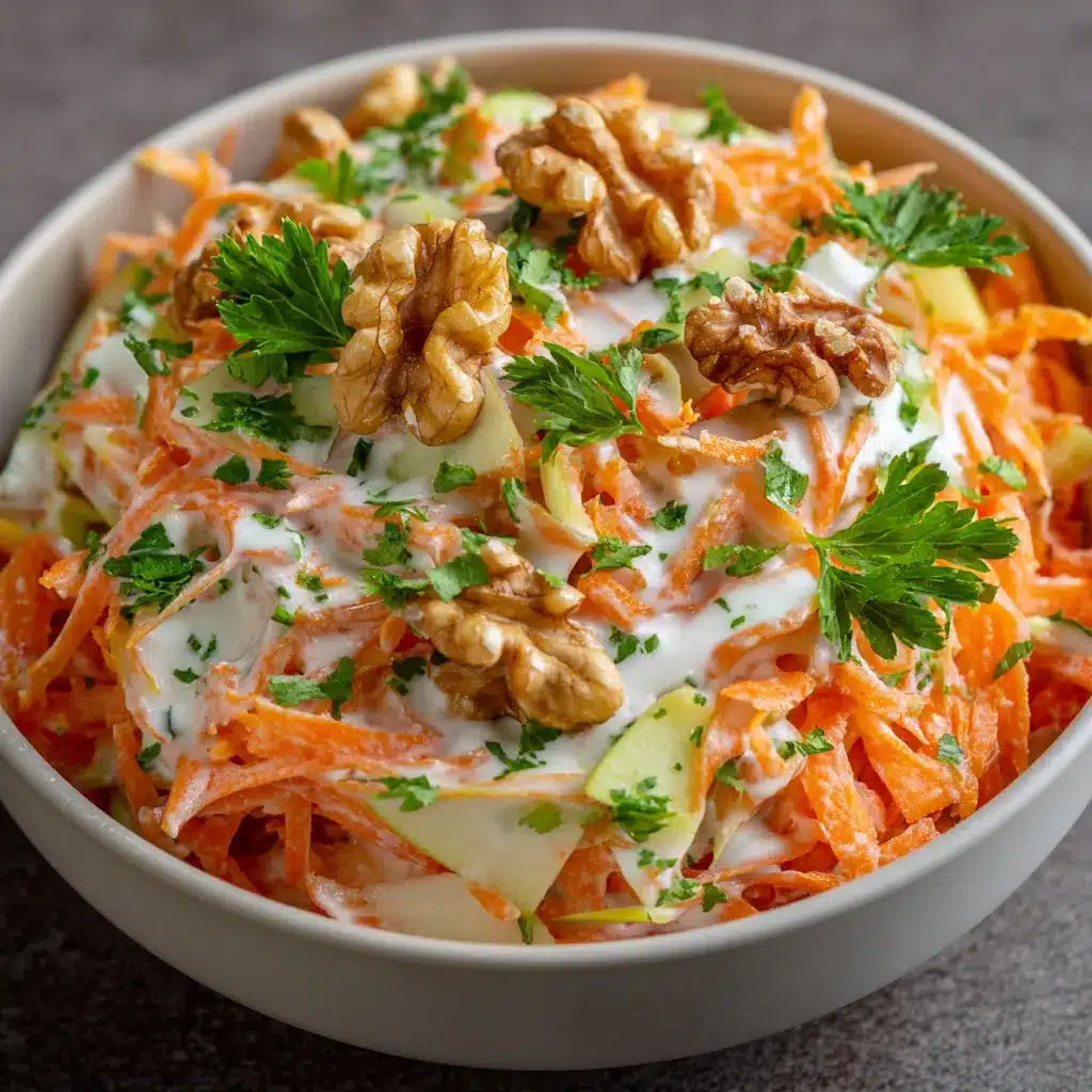 Ensalada de zanahoria con yogur servida sobre hojas de lechuga