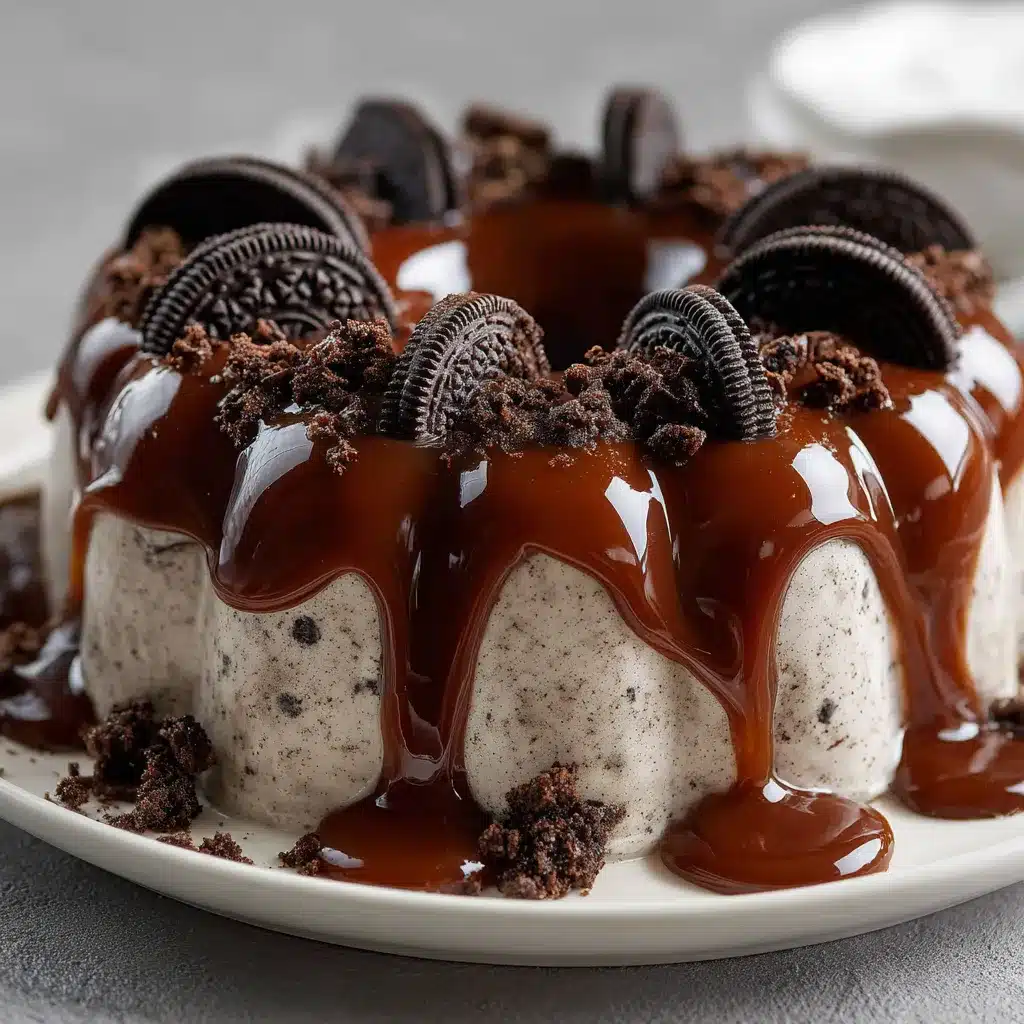 Gelatina de Oreo con chocolate servida en rebanadas con capas perfectamente definidas de chocolate y Oreo