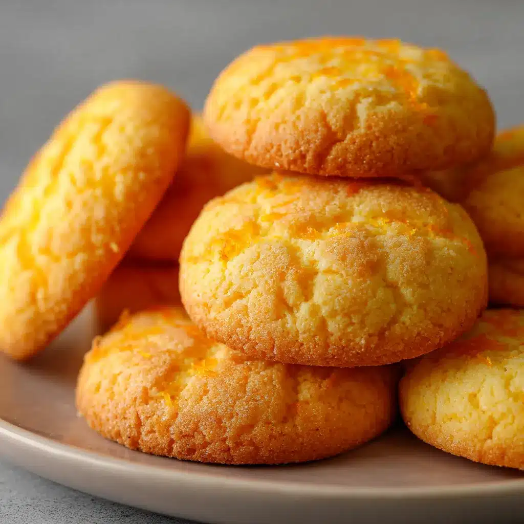 Galletas de naranja caseras recién horneadas sobre una rejilla de enfriamiento