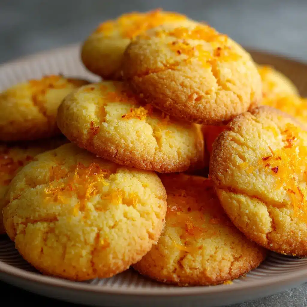 Galletas de naranja caseras recién horneadas sobre una rejilla de enfriamiento