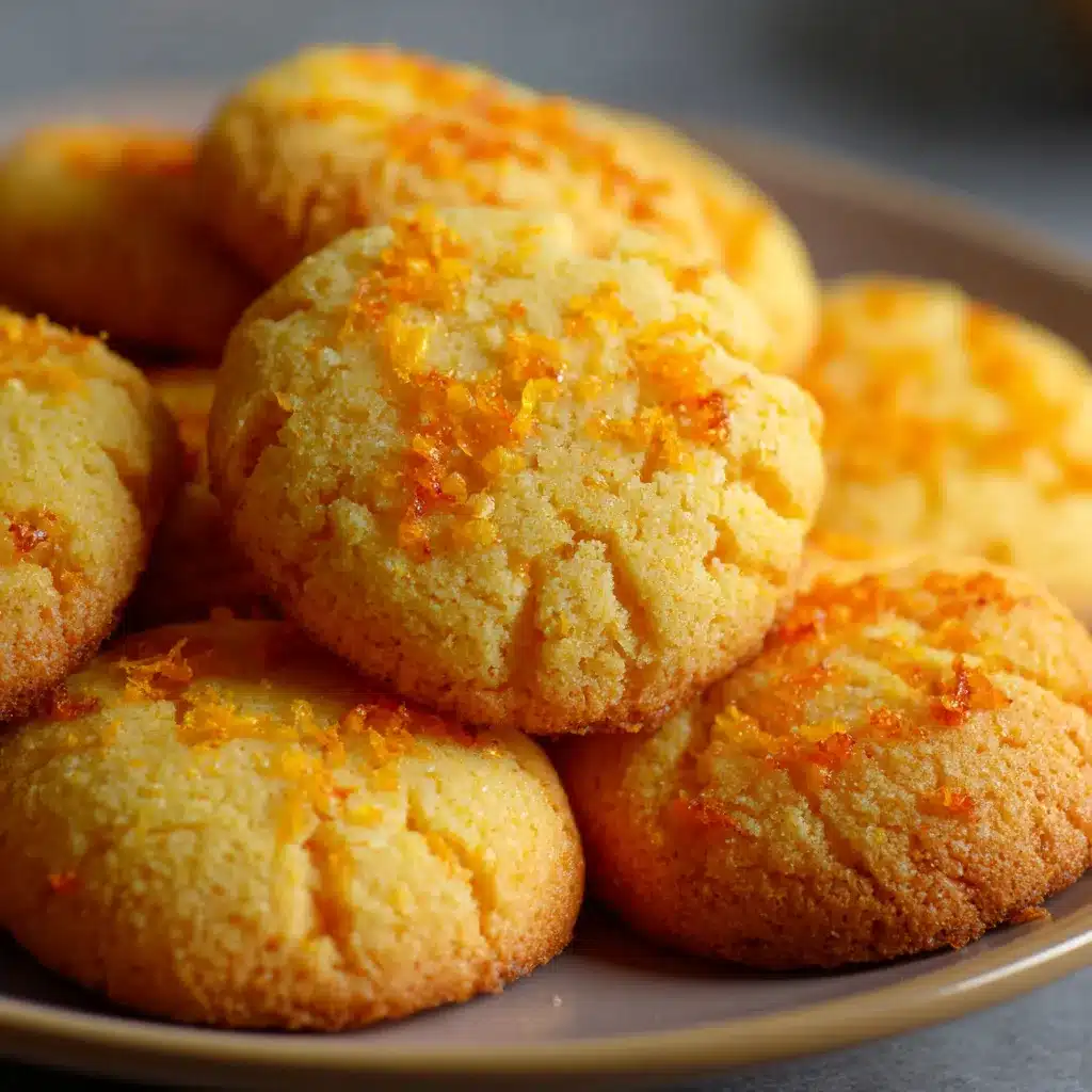 Galletas de naranja caseras recién horneadas sobre una rejilla de enfriamiento