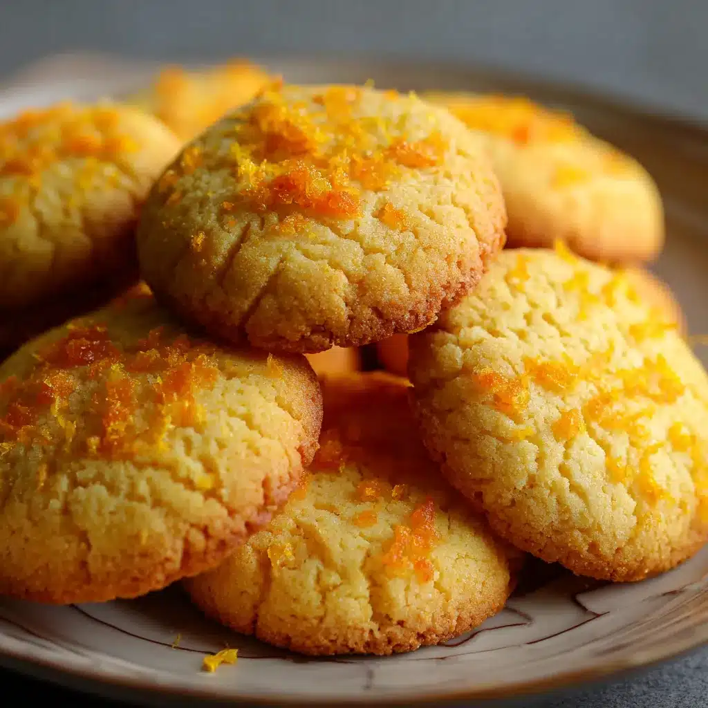 Galletas de naranja caseras recién horneadas sobre una rejilla de enfriamiento