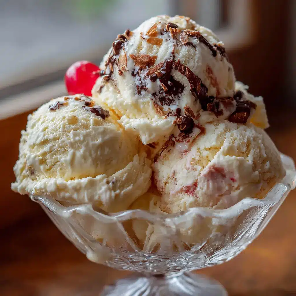 Helado de vainilla casero cremoso servido en un bol