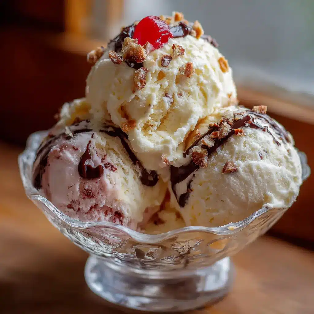 Helado de vainilla casero cremoso servido en un bol