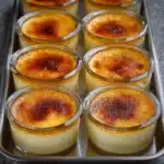 Leche asada cremosa servida en un molde individual con superficie dorada
