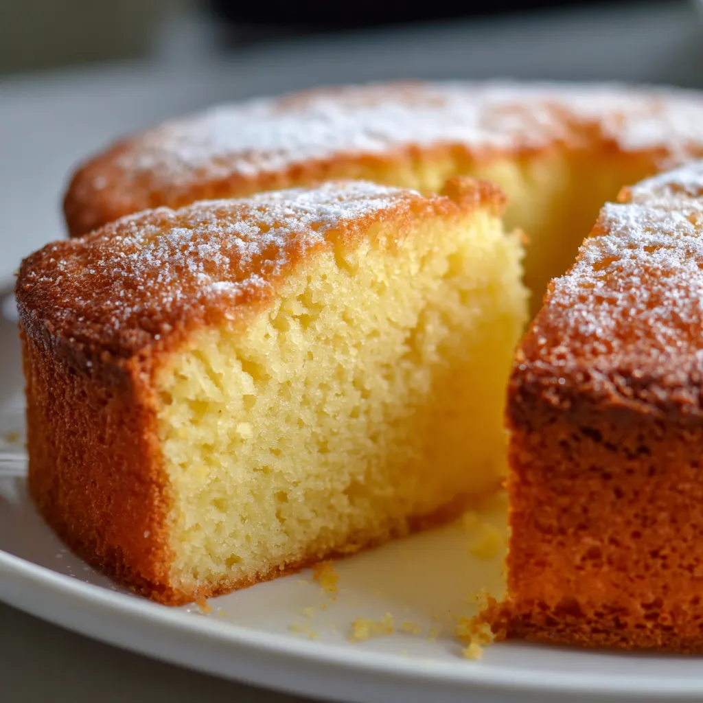 Pastel casero de mantequilla esponjoso y dorado sobre una rejilla