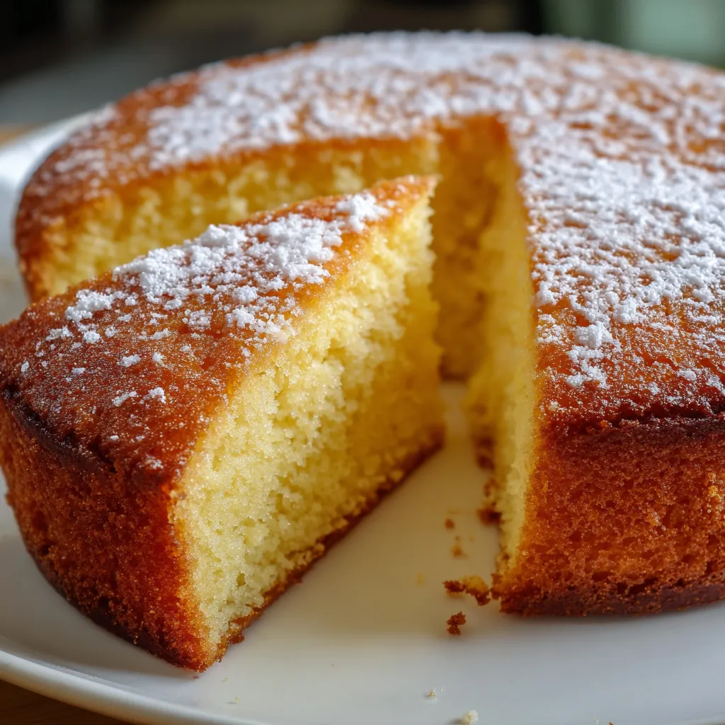 Pastel casero de mantequilla esponjoso y dorado sobre una rejilla