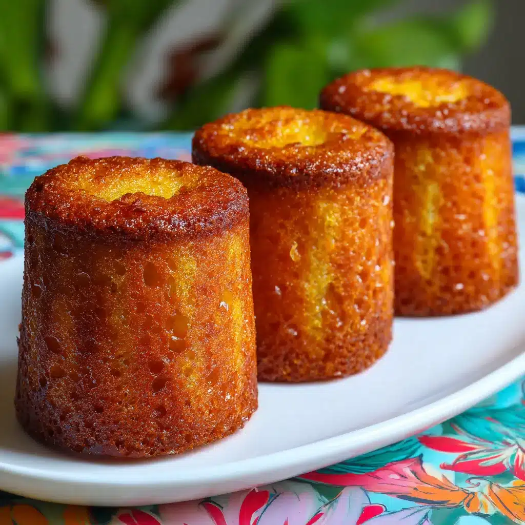 Pastel de naranja esponjoso recién horneado sobre una mesa de madera