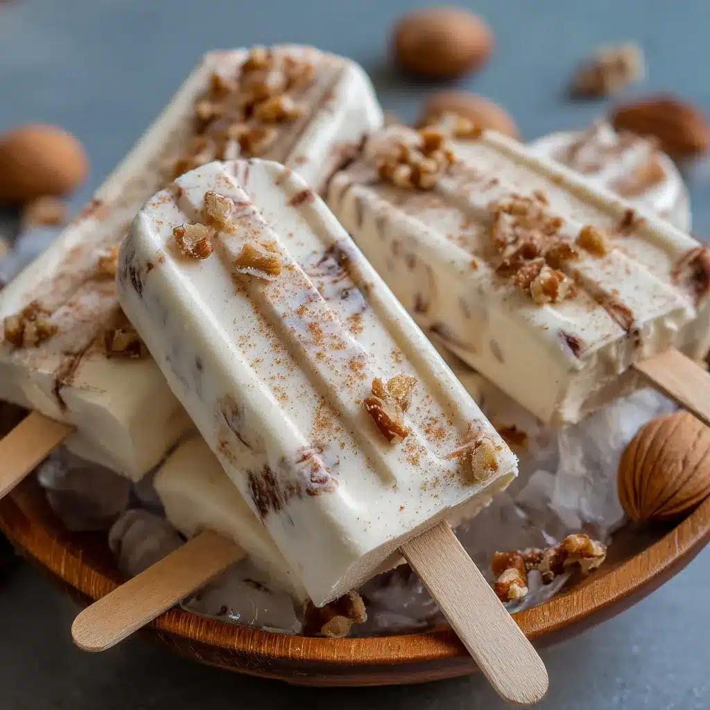 Paletas Heladas de Nuez caseras decoradas con nueces enteras