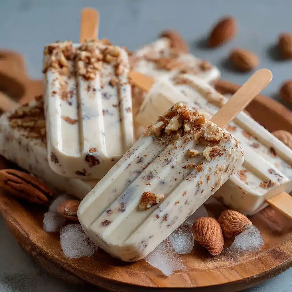 Paletas Heladas de Nuez caseras decoradas con nueces enteras