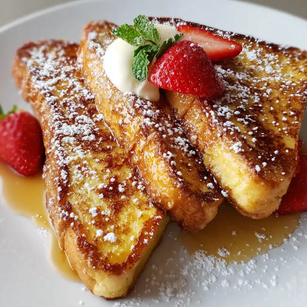 Pan Tostado Francés servido con frutas frescas y un toque de miel en un plato blanco