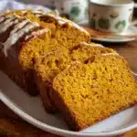 Panqué saludable de zanahoria recién horneado y decorado con yogurt y nueces