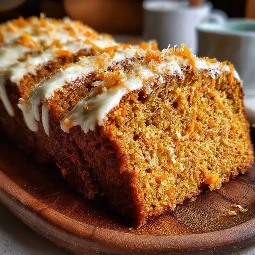 Panqué saludable de zanahoria recién horneado y decorado con yogurt y nueces