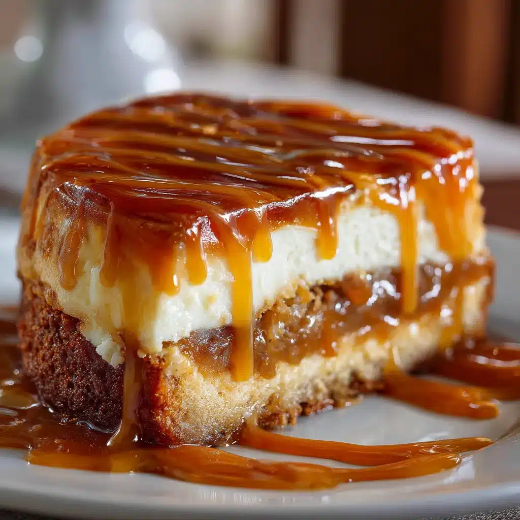 Corte del pastel bomba frío con capas de galletas, crema de vainilla y manzanas caramelizadas.