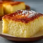Pastel cremoso casero con textura suave en un plato blanco
