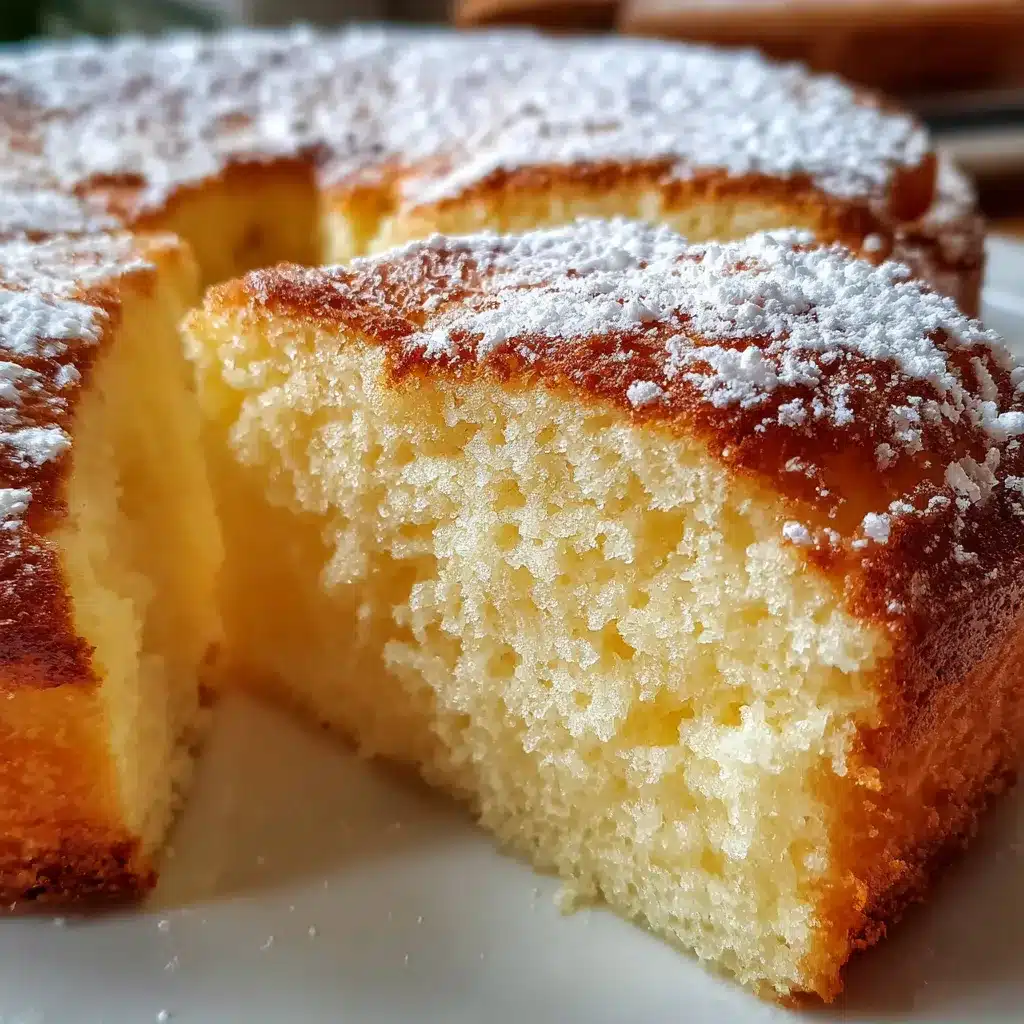 Pastel en 5 Minutos recién horneado en molde redondo, con textura esponjosa y dorada.