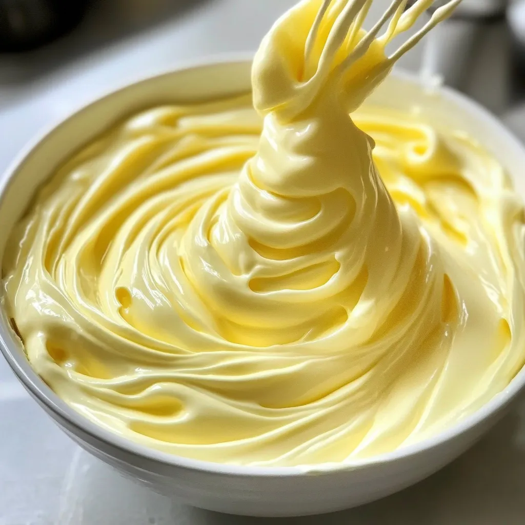 Relleno trufado blanco cremoso en un bol listo para usar en postres