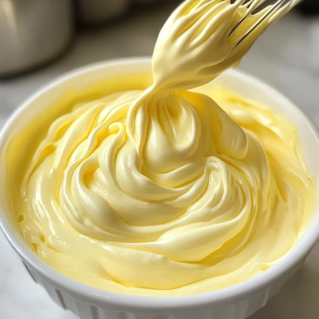 Relleno trufado blanco cremoso en un bol listo para usar en postres