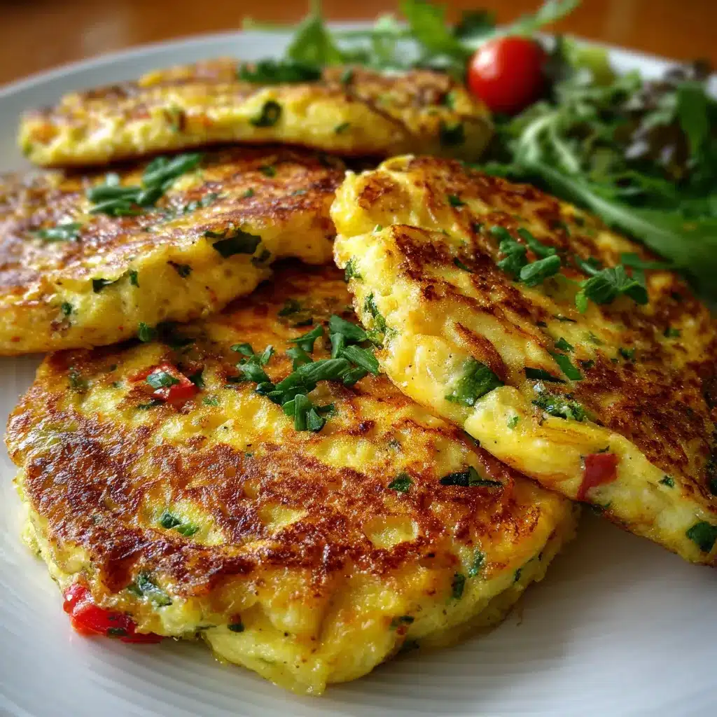 Tortillas de verduras nutritivas recién cocinadas en sartén con ingredientes frescos alrededor.