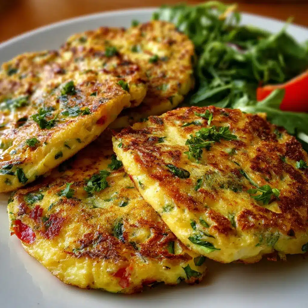 Tortillas de verduras nutritivas recién cocinadas en sartén con ingredientes frescos alrededor.