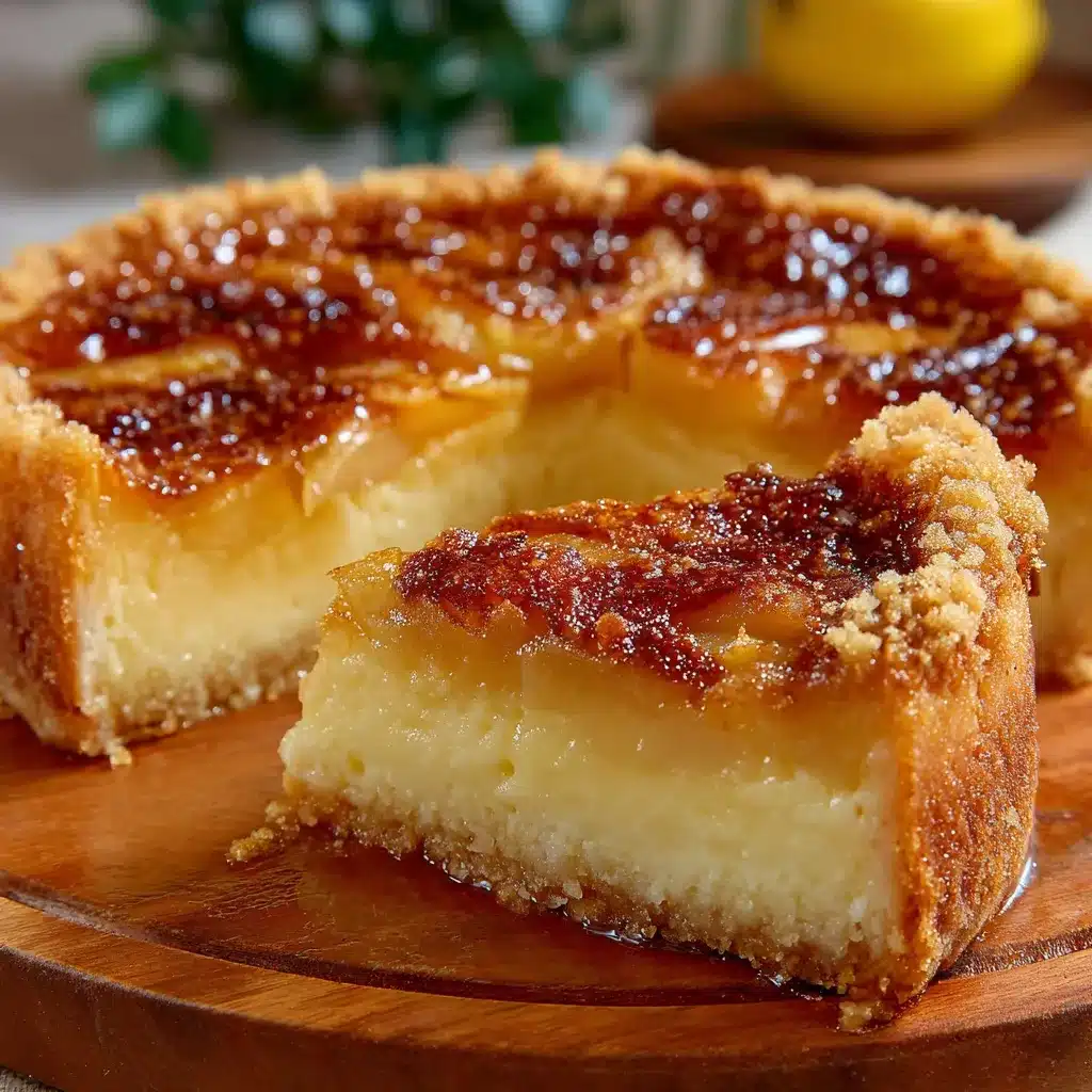 Tarta alemana casera con manzanas y crumble dorado recién horneada