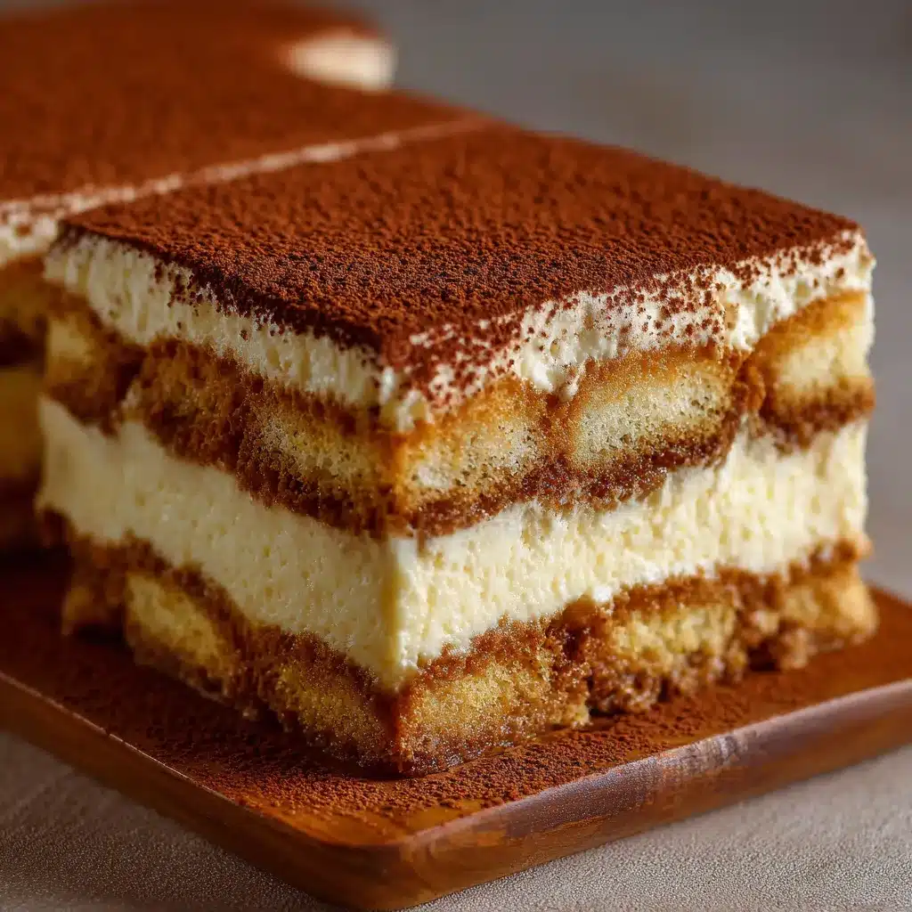 Tarta de tiramisú casera con cacao en polvo espolvoreado
