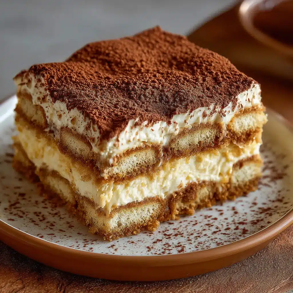 Tarta de tiramisú casera con cacao en polvo espolvoreado